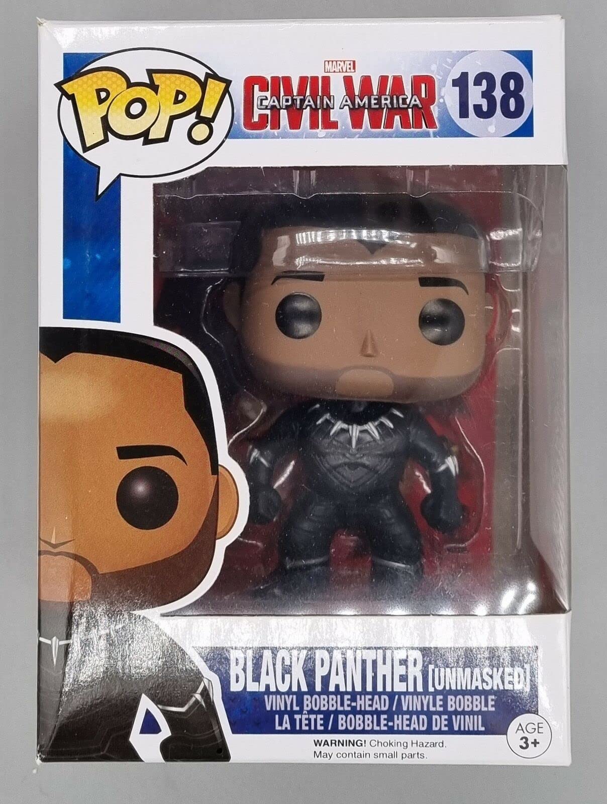 138 Black Panther Unmasked Marvel Captain America Civil War Funko POP - Box Damaged