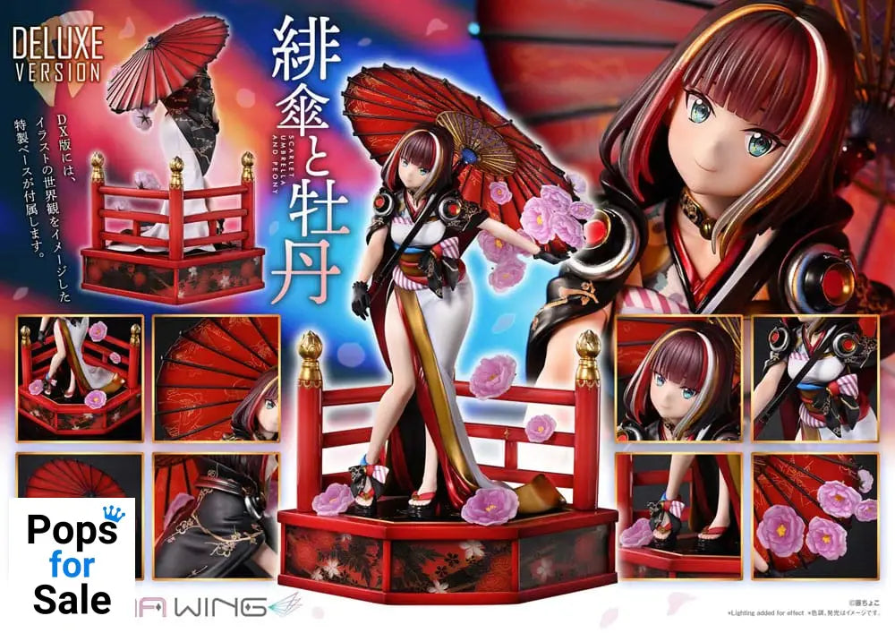 Original Illustration by Fuzichoco Prisma Wing PVC Statue 1/7 Scarlet Umbrella And Peony Deluxe Version 32 cm Statues