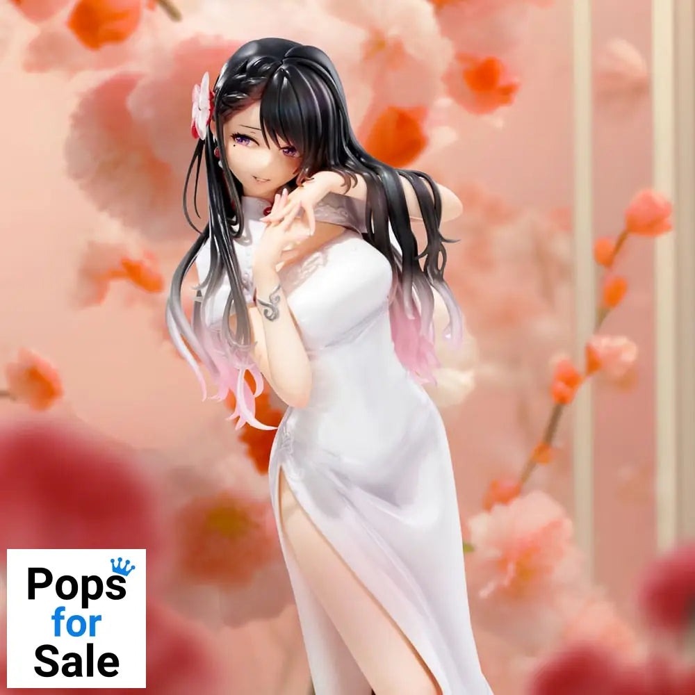 Original Illustration PVC Statue Mai Okuma illustration Healing-type white chinese dress lady 26 cm Statues