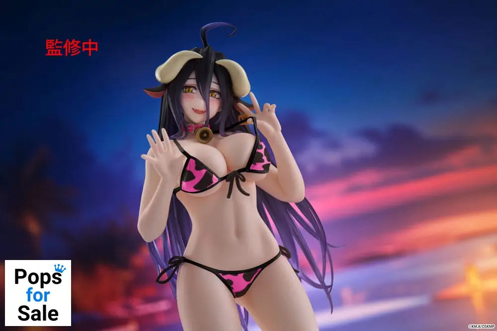 Overlord PVC Statue Desktop Cute Figure Albedo Cow-Print Swimsuit Ver. Renewal 13 cm