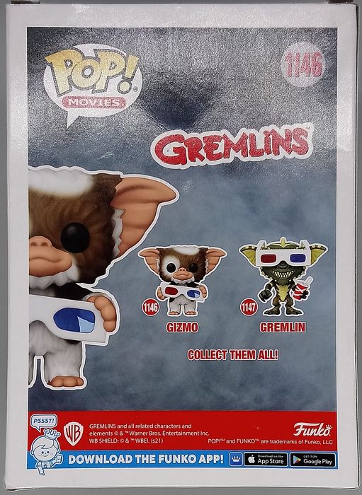 1146 Gizmo (w/ 3D Glasses) - Flocked - Gremlins Funko POP - Box Damaged