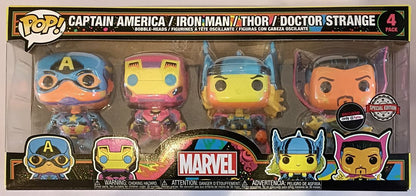 [4 Pack] Captain America-Iron Man-Thor Blacklight - Marvel Funko POP