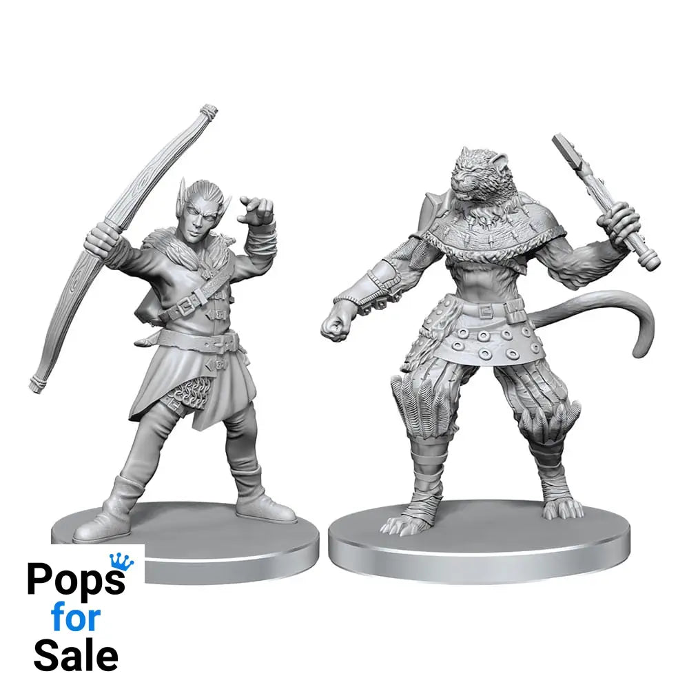 Pathfinder Deep Cuts Unpainted Miniatures Elf Hunter & Catfolk Bandit