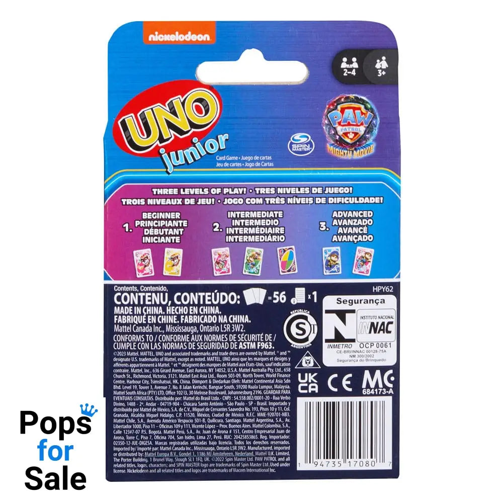 PAW Patrol: The Mighty Movie Card Game UNO Junior Playing cards
