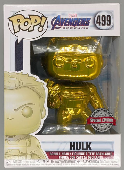 499 Hulk (w Gauntlet Yellow) Chrome Marvel Avengers Funko POP - Box Damaged