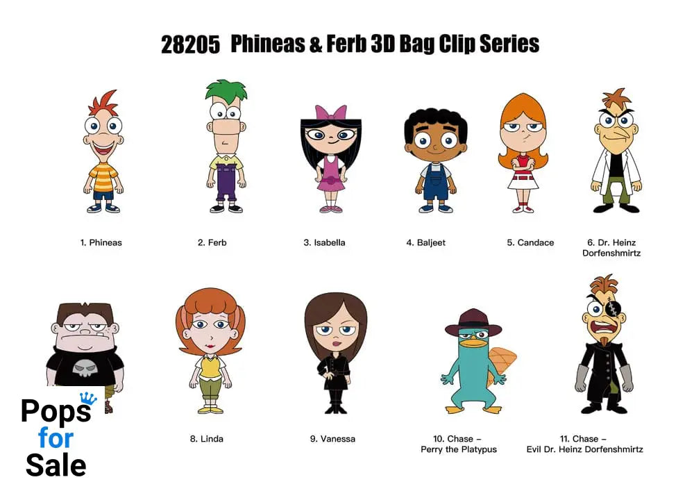 Phineas and Ferb 3D Foam Bag Clips Series 1 Display (24)