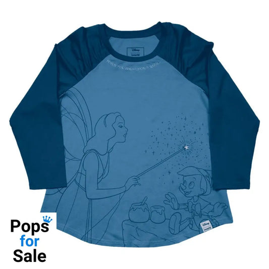 Pinocchio by Loungefly Tee T-Shirt Unisex Blue Fairy Shirred Raglan Size XL T-shirts