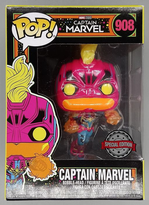 #908 Captain Marvel (Blacklight) - Marvel Funko POP