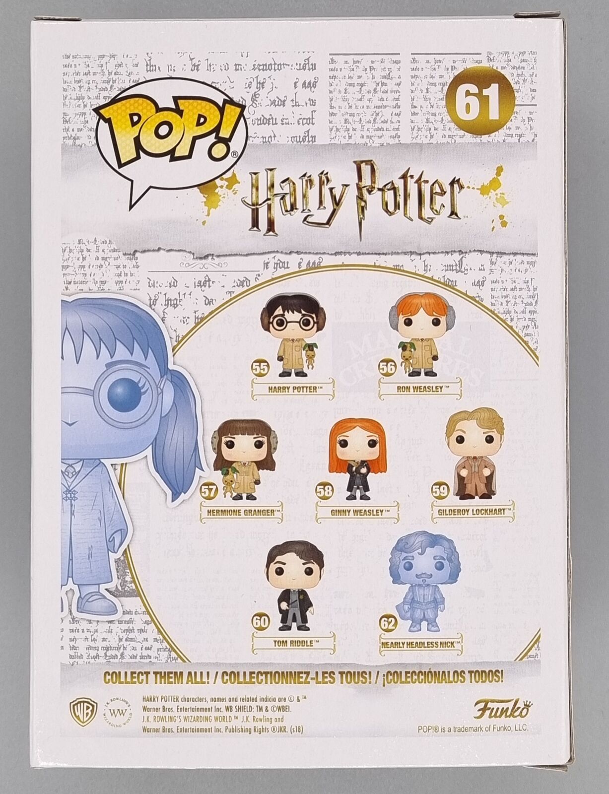 61 Moaning Myrtle - Glow - Harry Potter - 2018 Con Funko POP