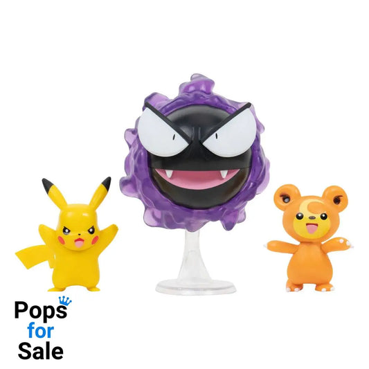 Pokémon Battle Figure 3-Pack Teddiursa, Pikachu #9, Gastly 5 cm