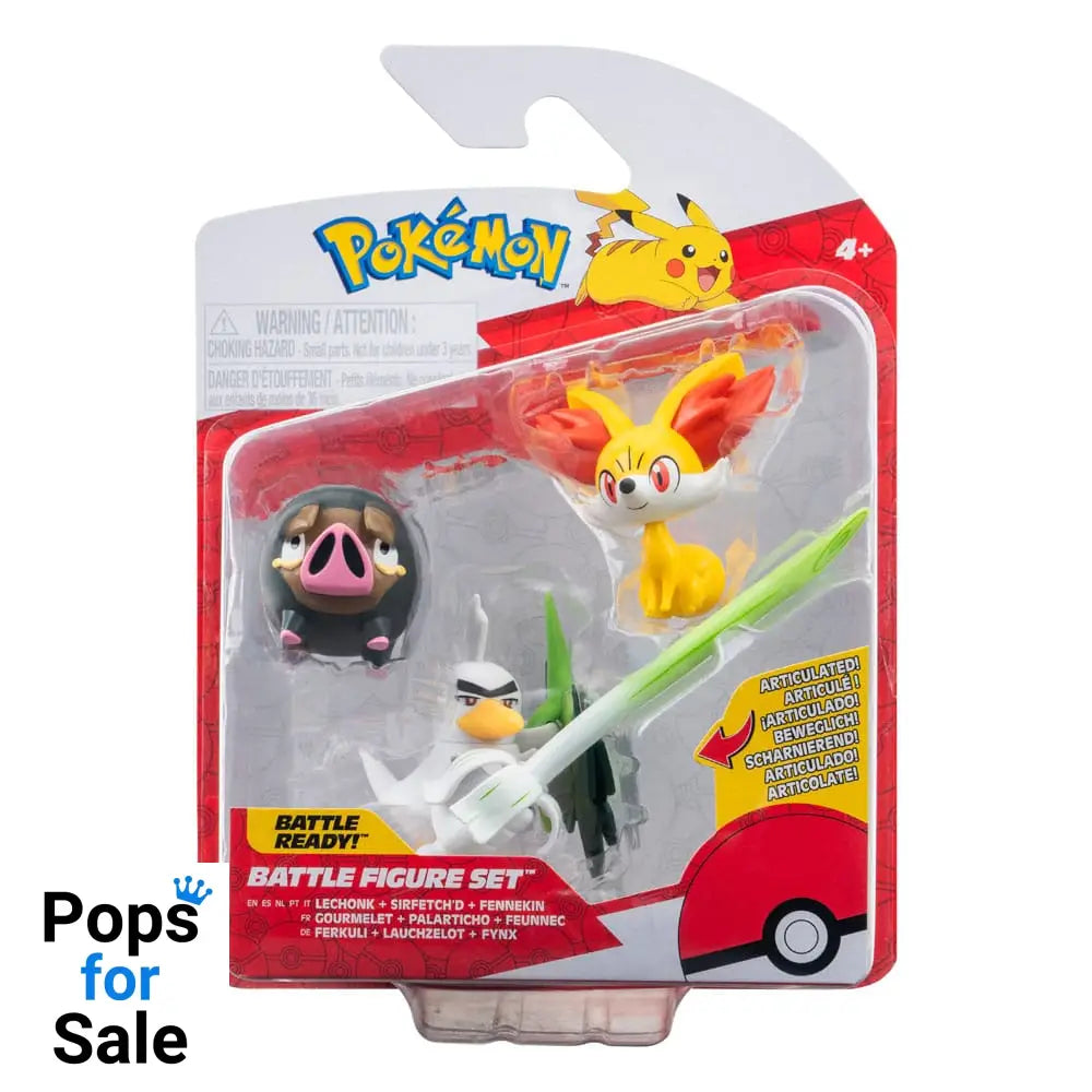 Pokémon Battle Figure Set 3-Pack Fennekin, Lechonk, Sirfetch'd 5 cm