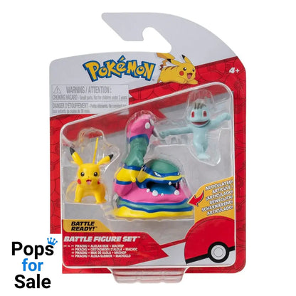 Pokémon Battle Figure Set 3-Pack Machop, Pikachu #1, Alolan Muk 5 cm
