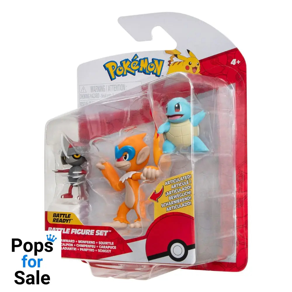 Pokémon Battle Figure Set 3-Pack Pawniard, Squirtle #1, Monferno 5 cm