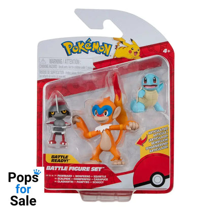 Pokémon Battle Figure Set 3-Pack Pawniard, Squirtle #1, Monferno 5 cm