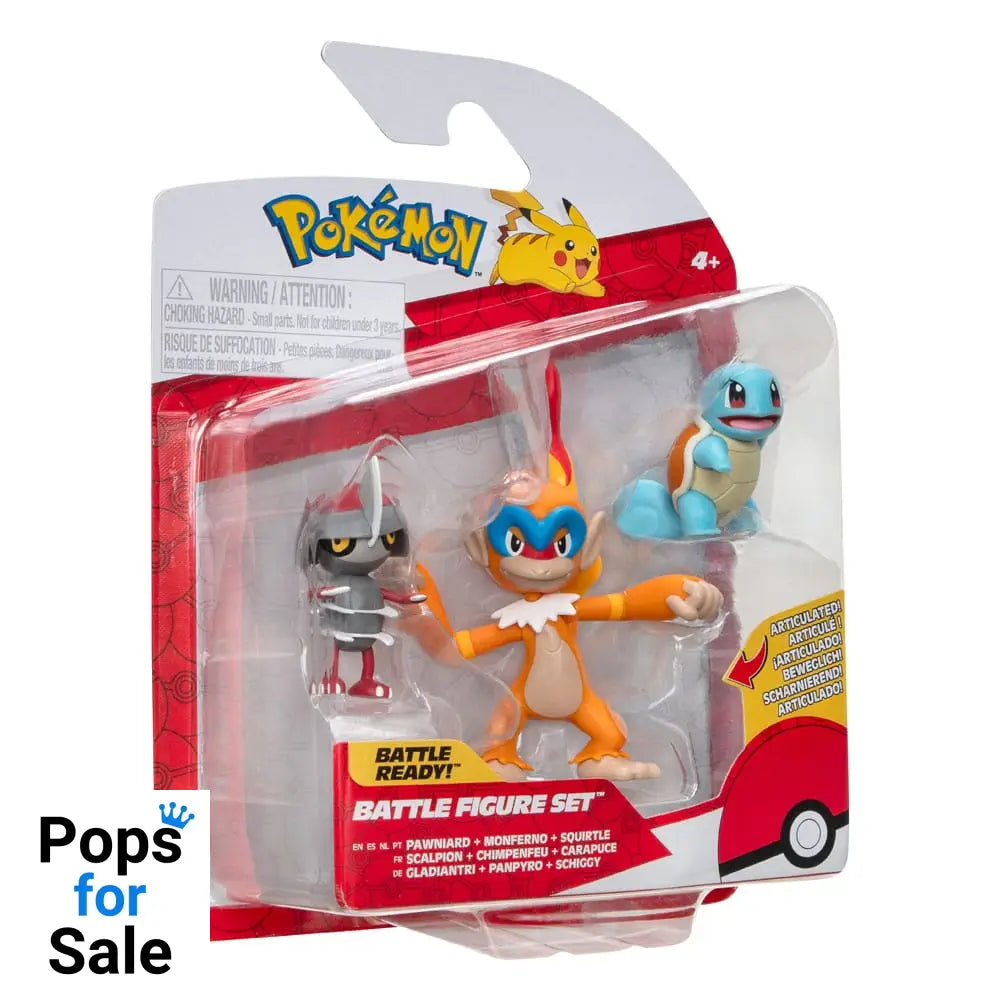 Pokémon Battle Figure Set 3-Pack Pawniard, Squirtle #1, Monferno 5 cm