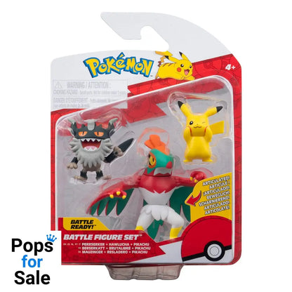 Pokémon Battle Figure Set 3-Pack Pikachu #8, Perrserker, Hawlucha 5 cm