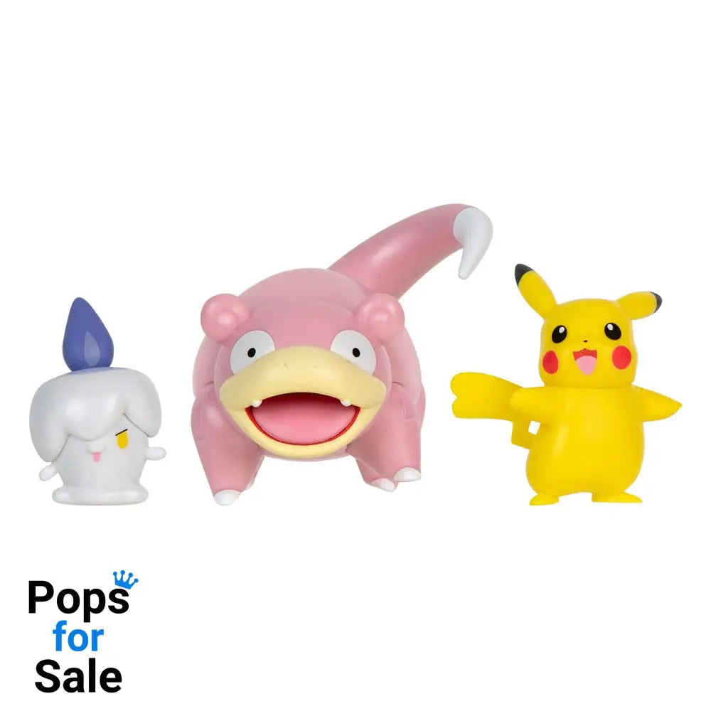 Pokémon Battle Figure Set 3-Pack Pikachu (Female) Litwick Slowpoke 5 cm Action figures