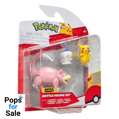 Pokémon Battle Figure Set 3-Pack Pikachu (Female), Litwick, Slowpoke 5 cm