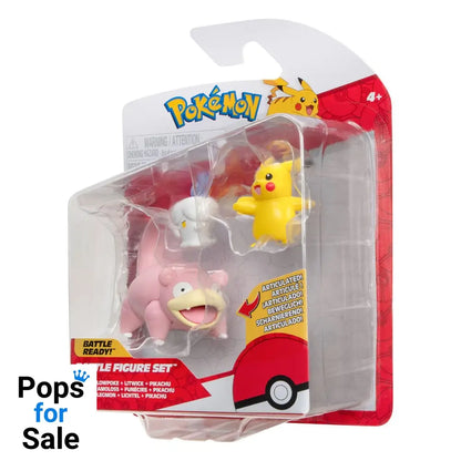 Pokémon Battle Figure Set 3-Pack Pikachu (Female), Litwick, Slowpoke 5 cm