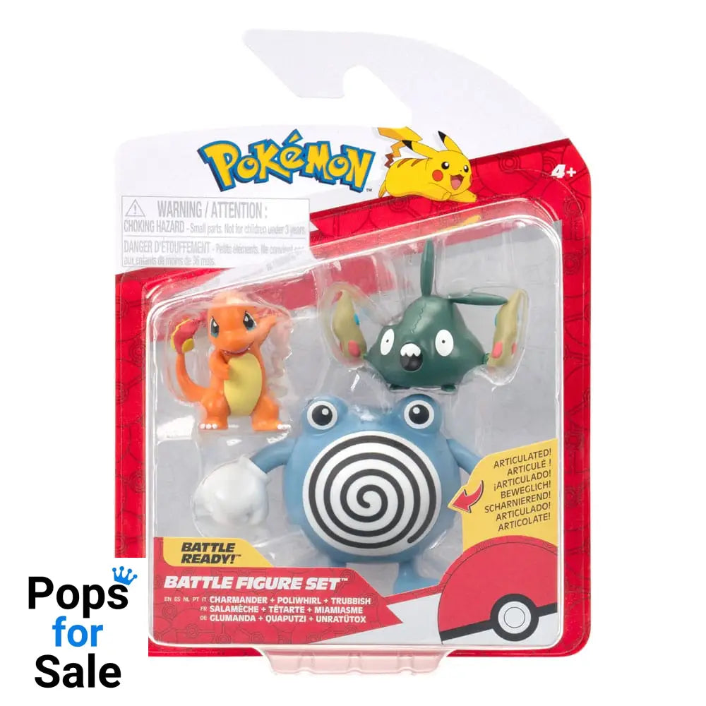 Pokémon First Partner Battle Figure Set Figure 3-Pack Charmander, Trubbish & Poliwhirl