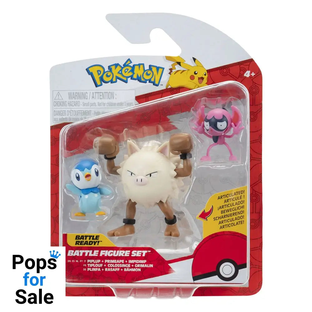 Pokémon First Partner Battle Figure Set Figure 3-Pack Impidimp, Piplup & Primape