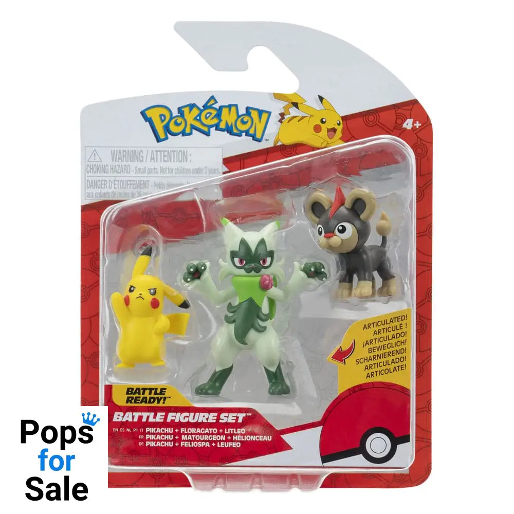 Pokémon First Partner Battle Figure Set Figure 3-Pack Litleo, Pikachu & Floragato