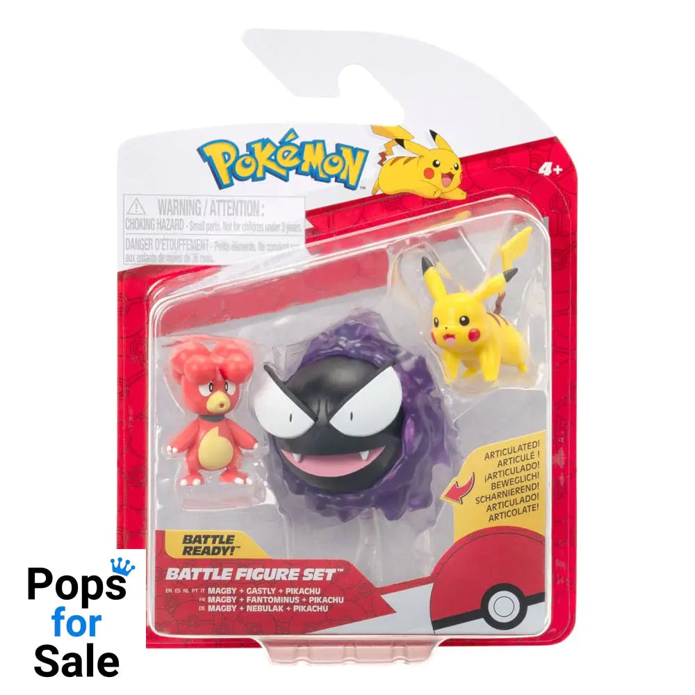 Pokémon First Partner Battle Figure Set Figure 3-Pack Magby, Pikachu & Gastly