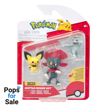 Pokémon First Partner Battle Figure Set Figure 3-Pack Pichu, Machop, & Weavile