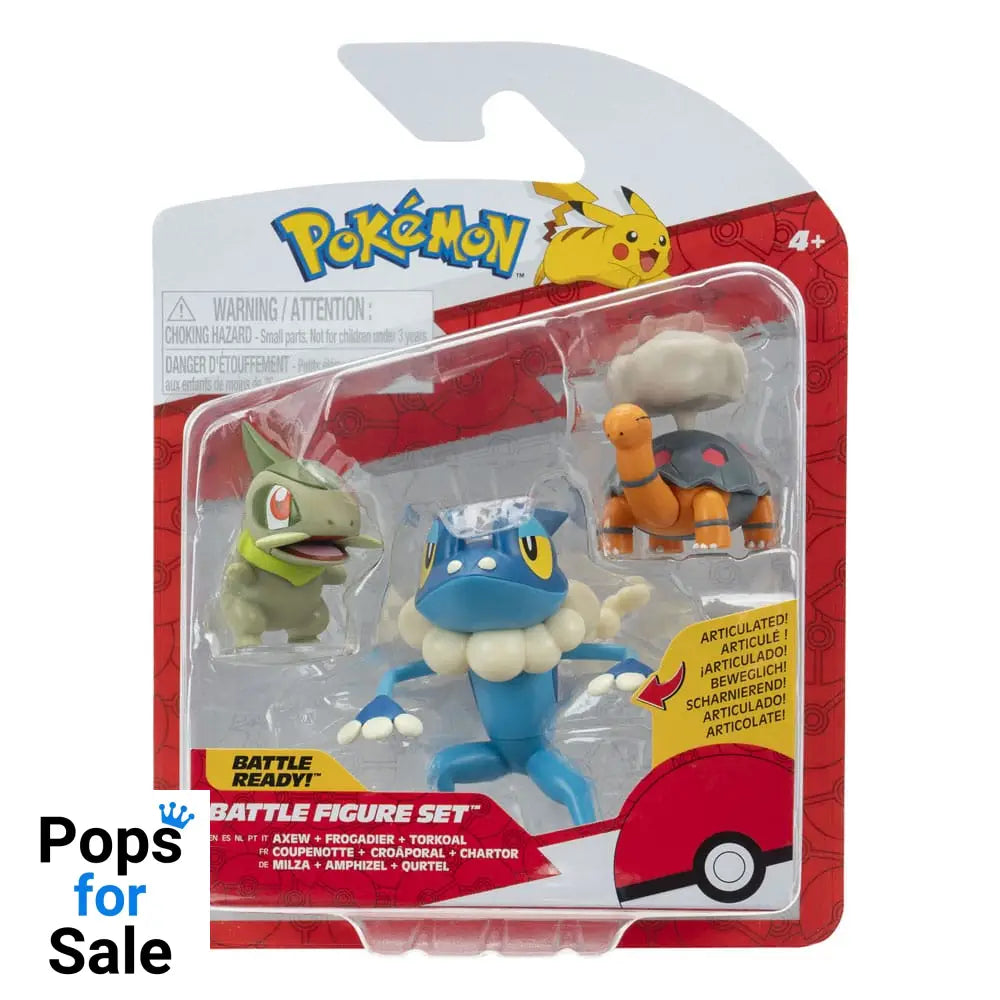 Pokémon First Partner Battle Figure Set Figure 3-Pack Torkoal, Axew & Frogadier