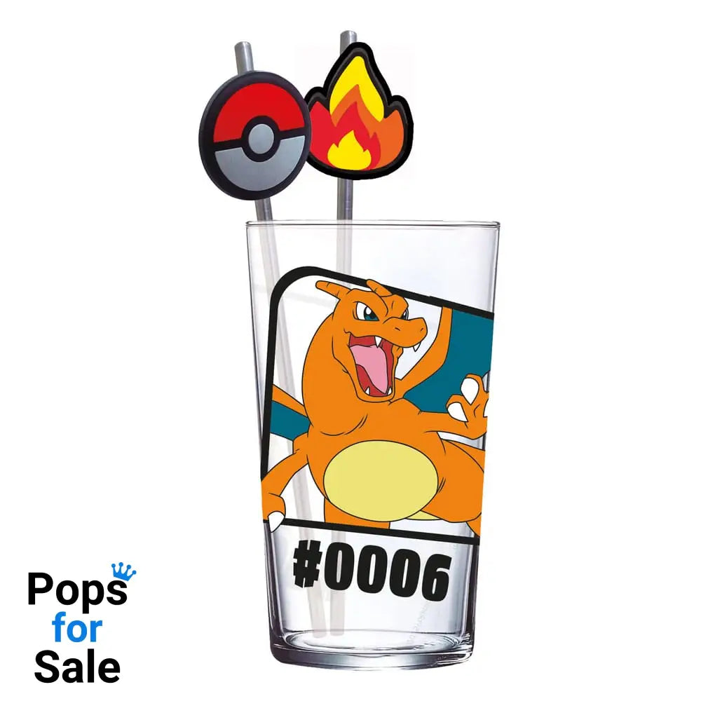 Pokémon Glass Tumbler with Straws Charizard 480 ml