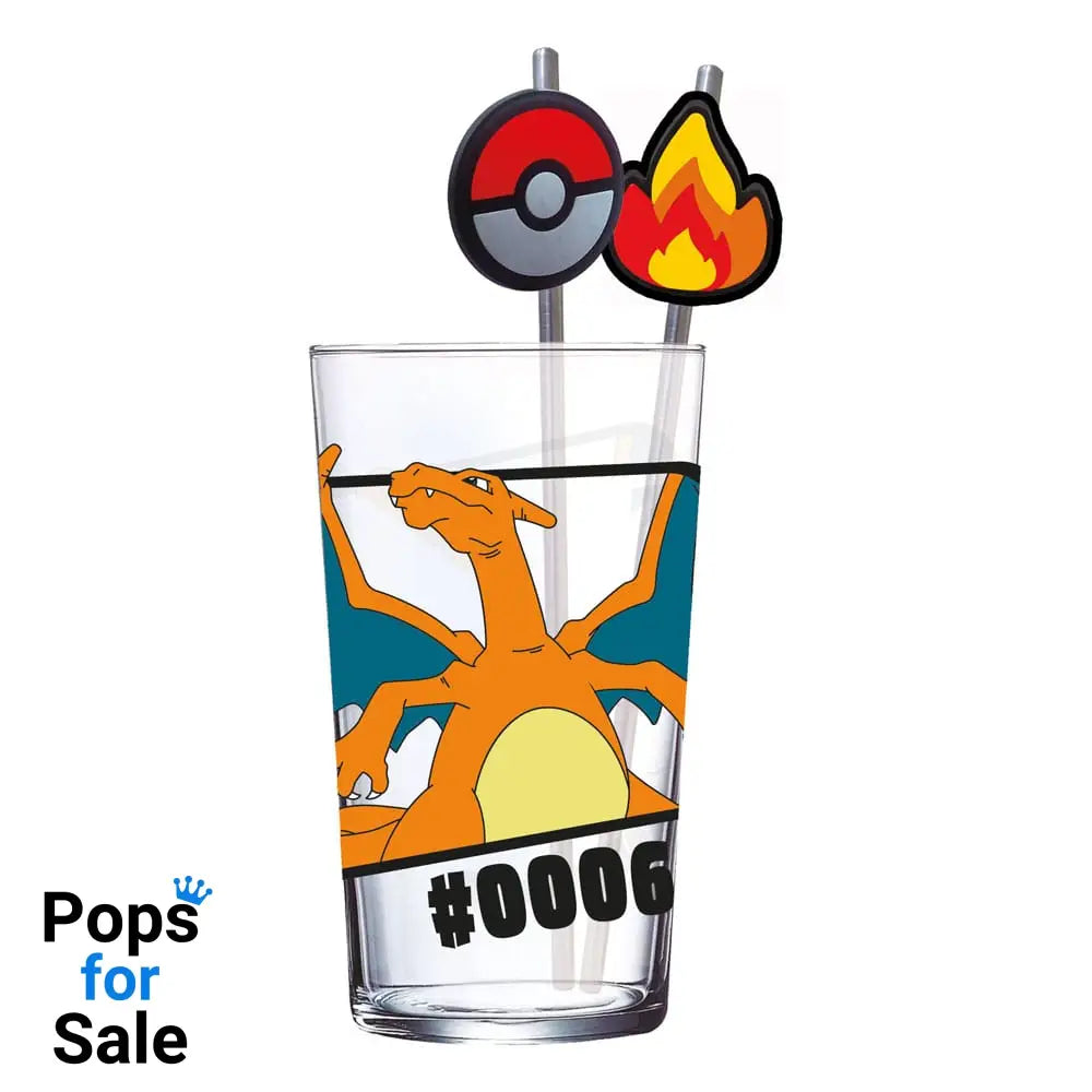 Pokémon Glass Tumbler with Straws Charizard 480 ml