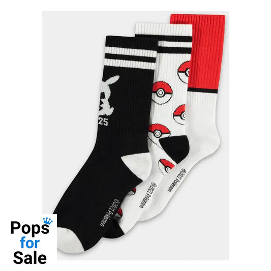 Pokemon Socks 3-Pack Pikachu Pokeball 43-46