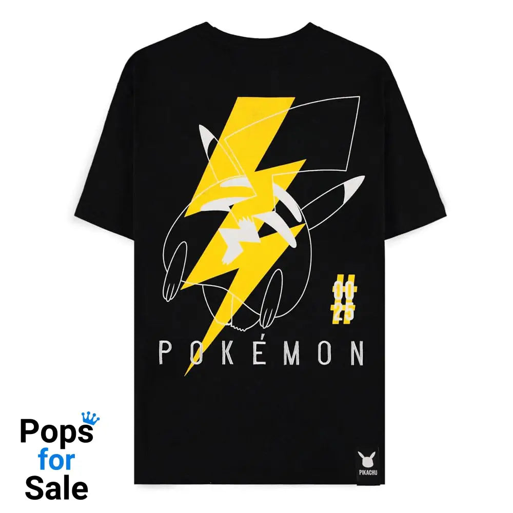 Pokemon T-Shirt Black Pikachu Electrifying Line-art Size XXL