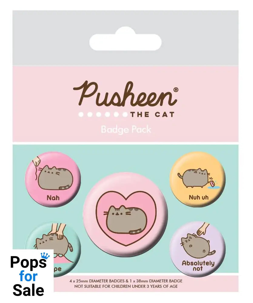 Pusheen Pin-Back Buttons 5-Pack Pusheen Nah Pins & Brooches