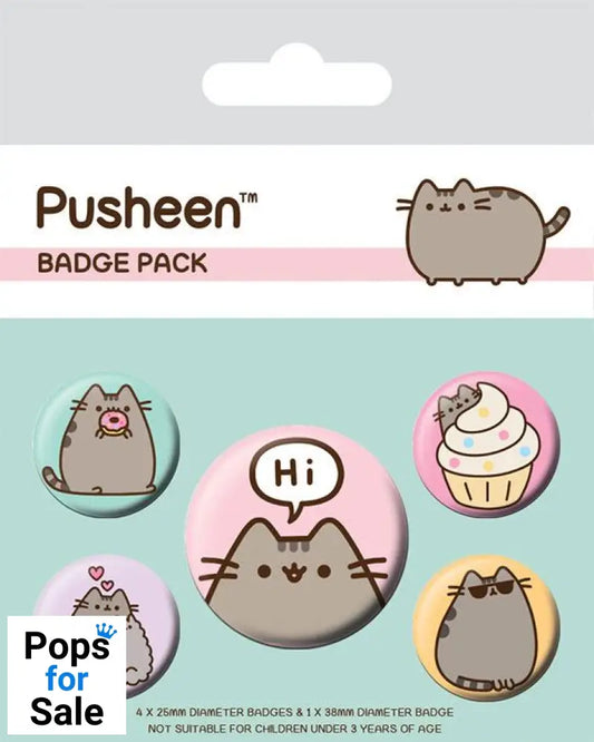Pusheen Pin-Back Buttons 5-Pack Pusheen Says Hi Pins & Brooches