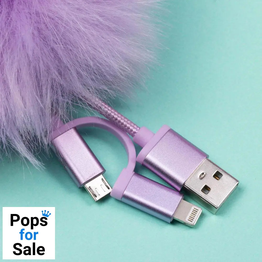 Pusheen USB Charging Cable 3in1 with Keychain Pom Pom Adapters