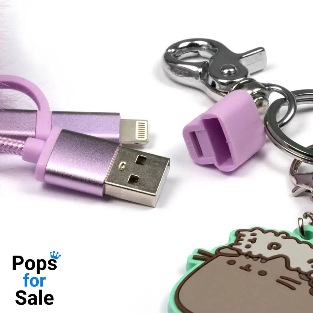 Pusheen USB Charging Cable 3in1 with Keychain Pom Pom Adapters