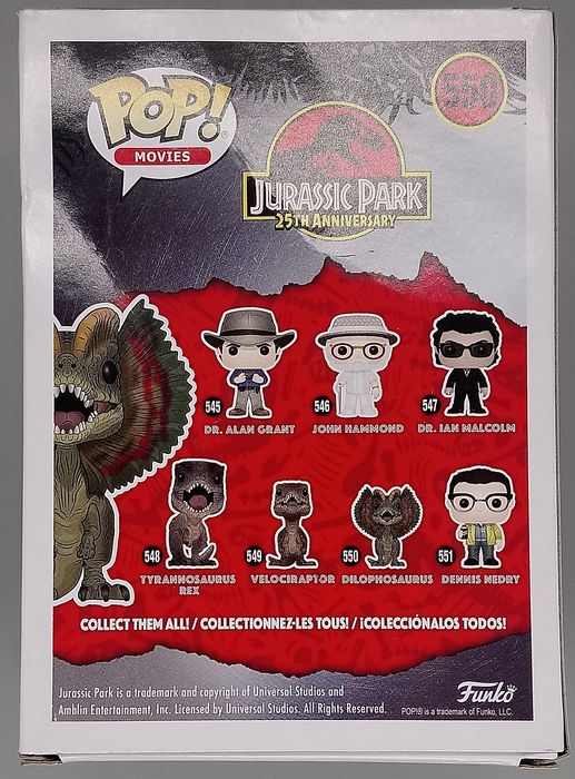 #550 Dilophosaurus - Jurassic Park - Box Damaged Funko POP