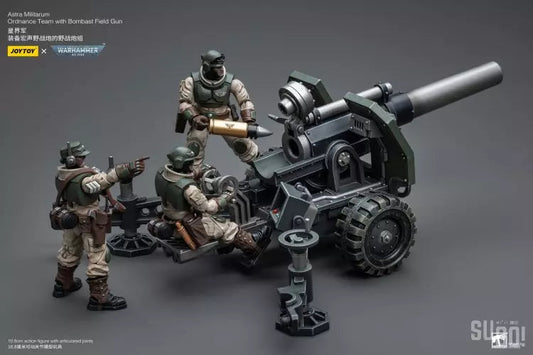 Warhammer 40K 1/18 Scale Astra Militarum Ordnance Team with Bombast Field Gun Scale Figures