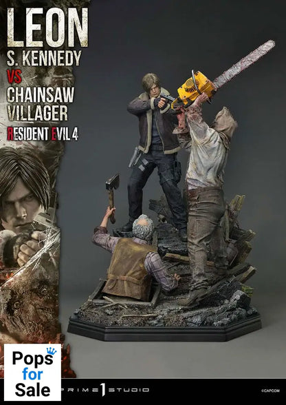Resident Evil 4 Ultimate Premium Masterline Series Statue 1/4 Leon S. Kennedy vs. Chainsaw Villager Bonus Ver. 76 cm