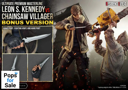 Resident Evil 4 Ultimate Premium Masterline Series Statue 1/4 Leon S. Kennedy vs. Chainsaw Villager Bonus Ver. 76 cm