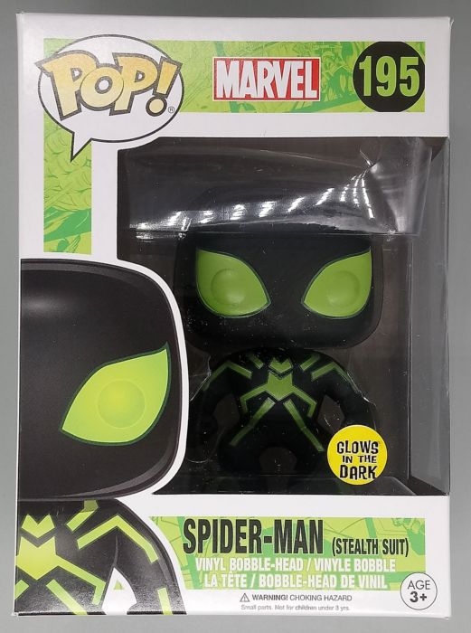 #195 Spider-Man (Stealth Suit) - Glow - Marvel - Box Damaged Funko POP