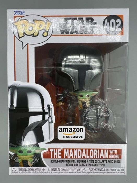 #402 The Mandalorian (with Grogu) Chrome - Star Wars Funko POP