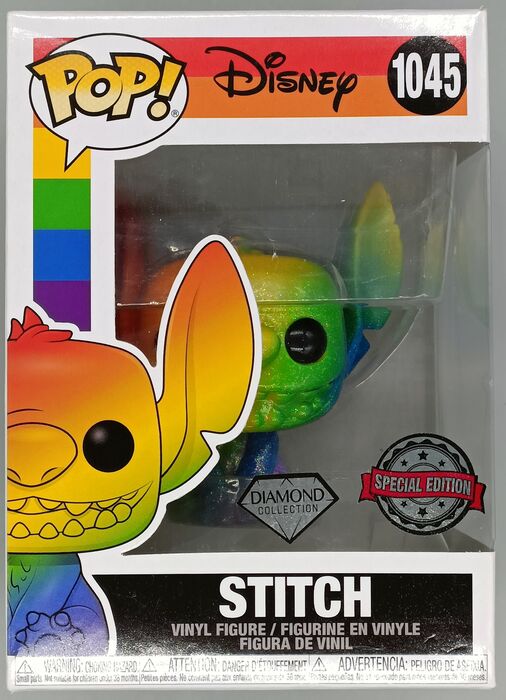 #1045 Stitch (Seated Smiling Pride) Diamond Disney Damaged Box Funko POP