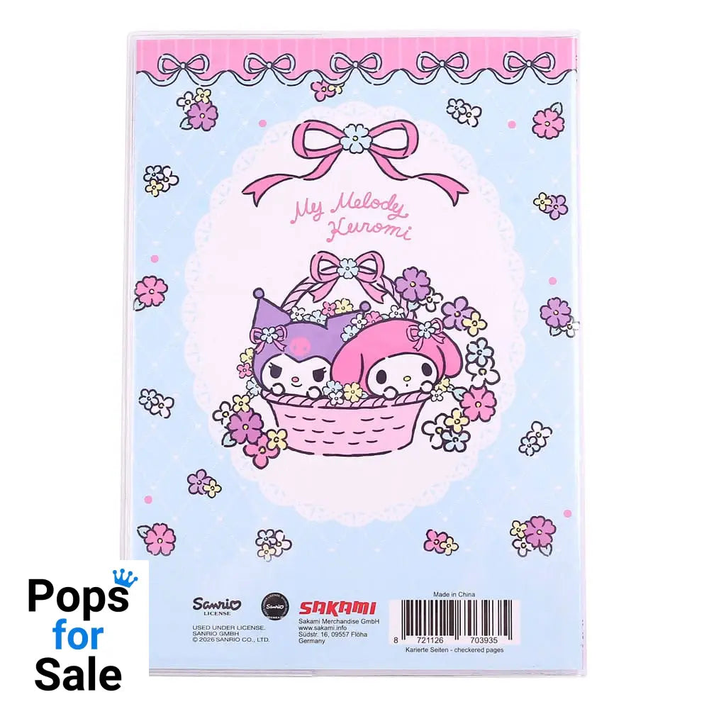 Sanrio Notebook Kuromi & My Melody Pastel Flower Holographic Checkered