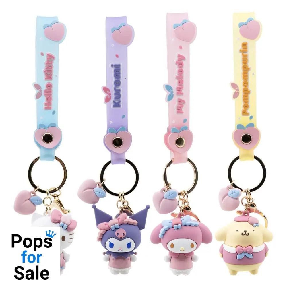 Sanrio Peach Series Keychain with Hand Strap Hello Kitty and Friends Display (12) Keyrings