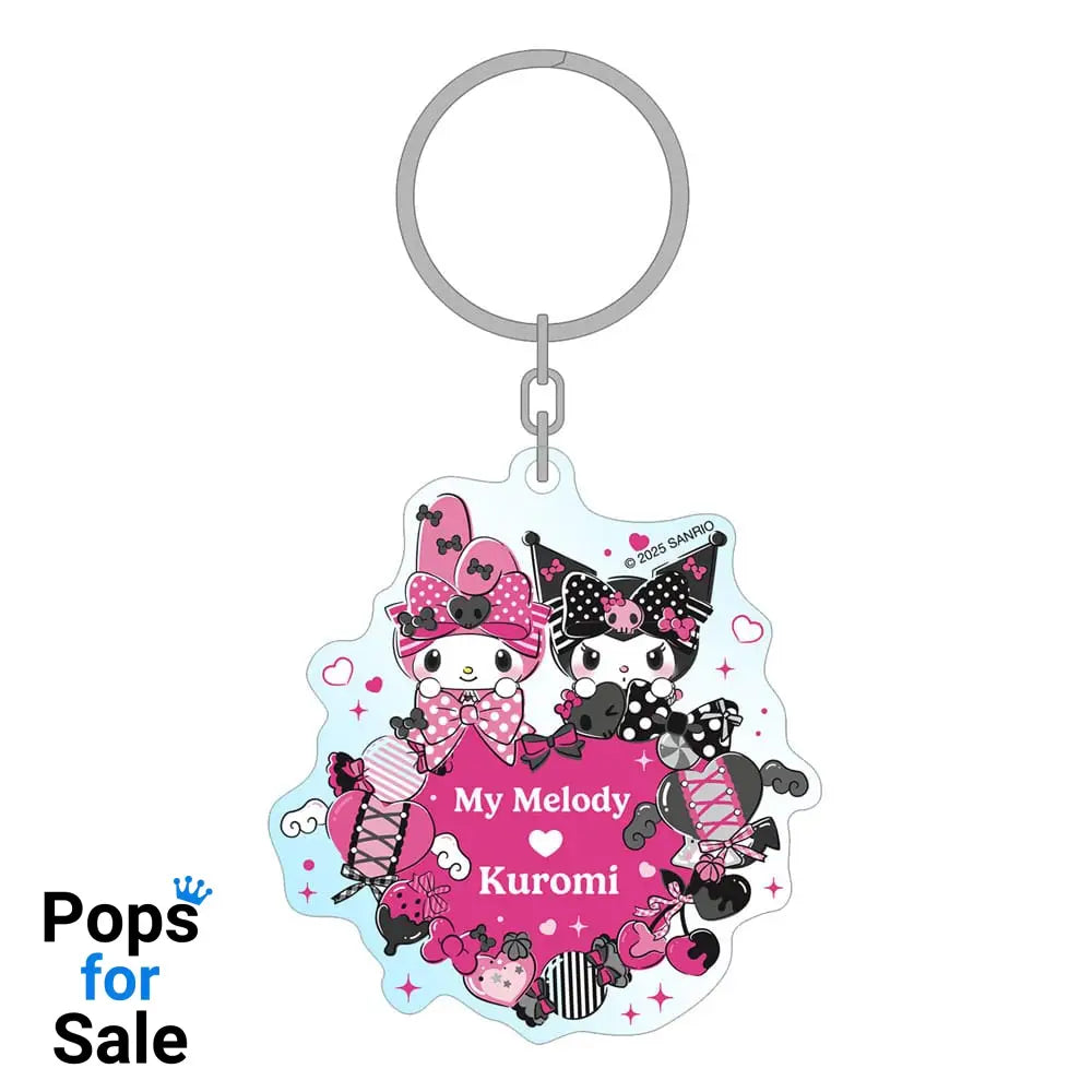 Sanrio Pink Black Party Series Acrylic Keychain My Melody & Kuromi 7 cm