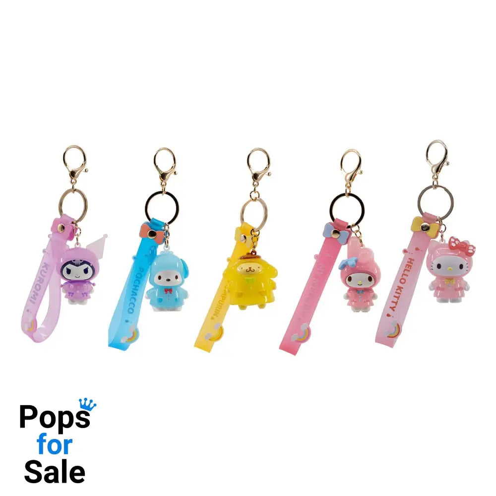 Sanrio Raincoat Series Keychain with Hand Strap Hello Kitty and Friends Display (12) Keyrings