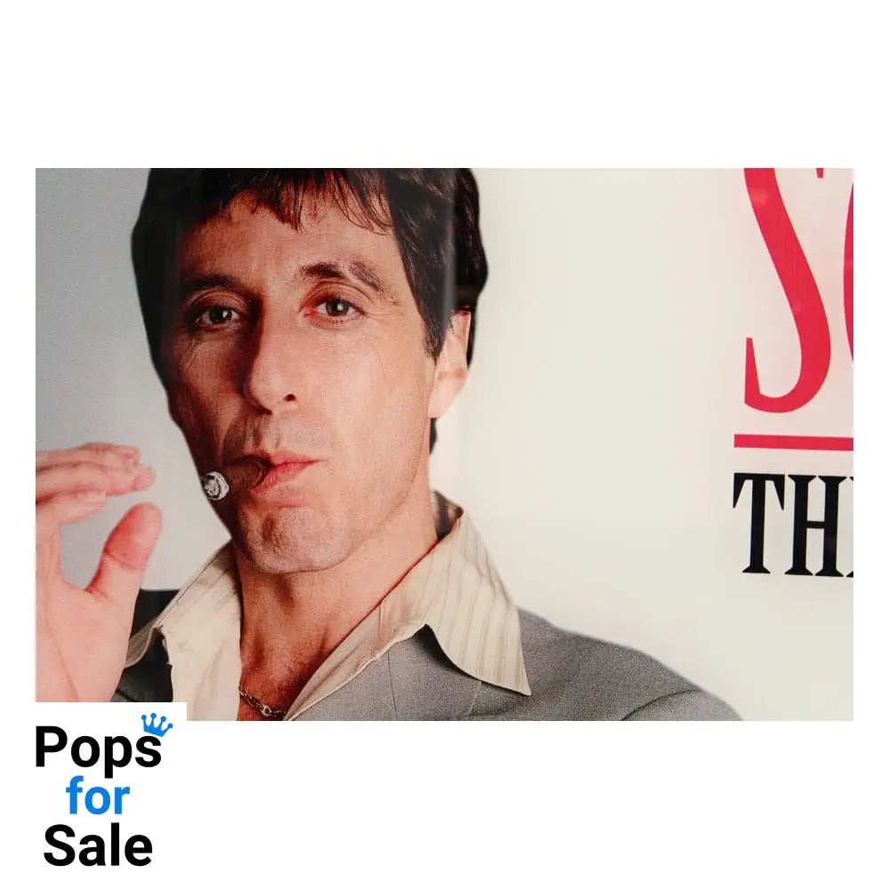 Scarface Glass Poster The World Is Yours (Grey Background) 60 x 30 cm