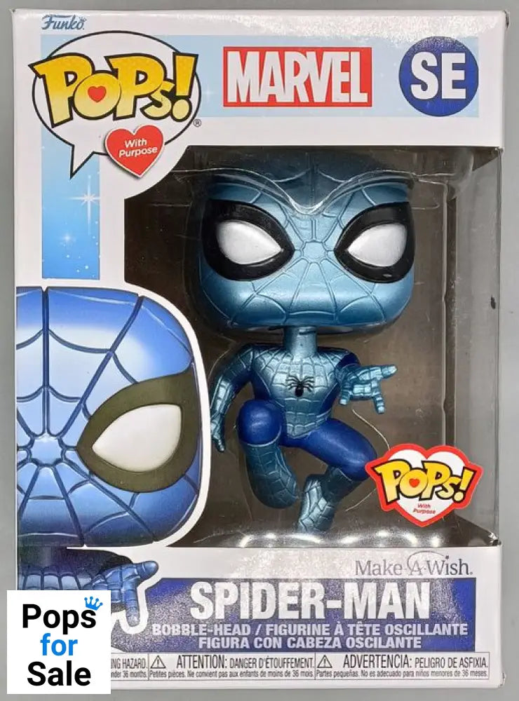 #SE SpiderMan (MakeAWish) Metallic - Marvel - Box Damaged Funko POP